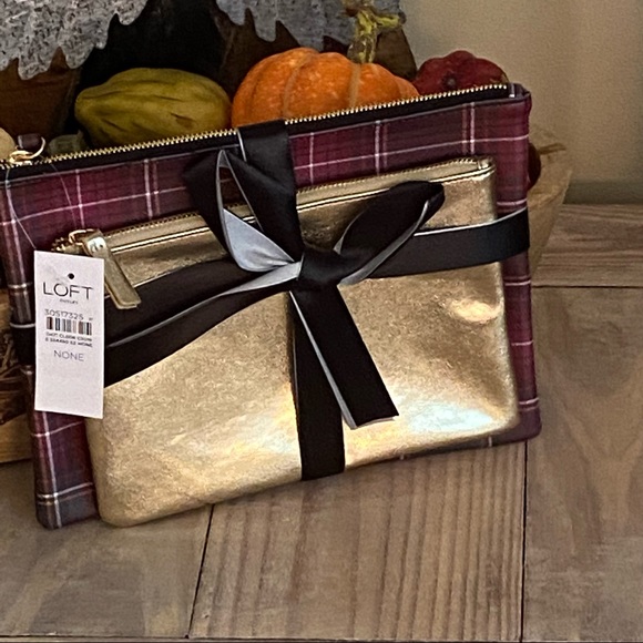 LOFT Plaid & Gold Bag Set - NEW! - Picture 6 of 6